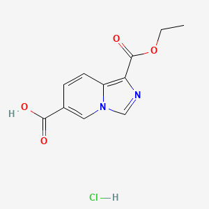 molecular formula C11H11ClN2O4 B2522419 1-(Ethoxycarbonyl)imidazo[1,5-a]pyridine-6-carboxylic acid hydrochloride CAS No. 2177263-22-6