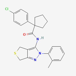 molecular formula C24H24ClN3OS B2522422 1-(4-chlorophenyl)-N-(2-(o-tolyl)-4,6-dihydro-2H-thieno[3,4-c]pyrazol-3-yl)cyclopentanecarboxamide CAS No. 450340-27-9