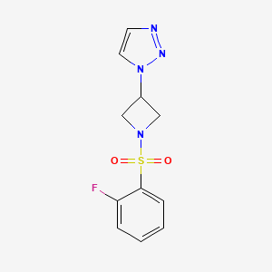 molecular formula C11H11FN4O2S B2522423 1-(1-((2-氟苯基)磺酰基)氮杂环丁烷-3-基)-1H-1,2,3-三唑 CAS No. 2034358-37-5