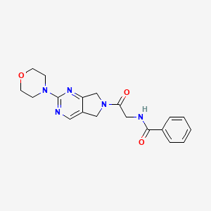 molecular formula C19H21N5O3 B2522428 N-(2-(2-モルホリノ-5H-ピロロ[3,4-d]ピリミジン-6(7H)-イル)-2-オキソエチル)ベンズアミド CAS No. 2034613-86-8