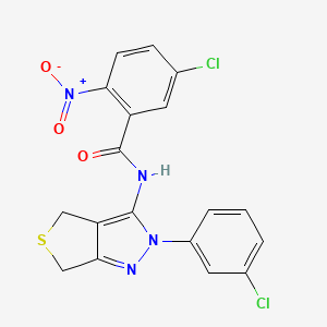 5-chloro-N-[2-(3-chlorophenyl)-4,6-dihydrothieno[3,4-c]pyrazol-3-yl]-2-nitrobenzamide
