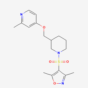 molecular formula C17H23N3O4S B2522447 3,5-Dimethyl-4-[3-[(2-methylpyridin-4-yl)oxymethyl]piperidin-1-yl]sulfonyl-1,2-oxazole CAS No. 2379977-66-7