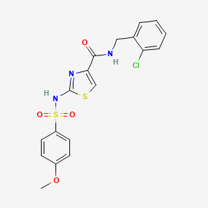 molecular formula C18H16ClN3O4S2 B2522461 N-(2-chlorobenzyl)-2-(4-methoxyphenylsulfonamido)thiazole-4-carboxamide CAS No. 1021030-36-3