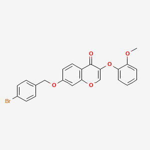 molecular formula C23H17BrO5 B2522464 7-[(4-ブロモフェニル)メトキシ]-3-(2-メトキシフェノキシ)クロメン-4-オン CAS No. 848222-39-9