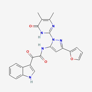 N-[2-(4,5-Dimethyl-6-oxo-1H-pyrimidin-2-yl)-5-(furan-2-yl)pyrazol-3-yl]-2-(1H-indol-3-yl)-2-oxoacetamide