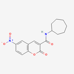 molecular formula C17H18N2O5 B2522470 N-环庚基-6-硝基-2-氧代色满-3-甲酰胺 CAS No. 538316-36-8