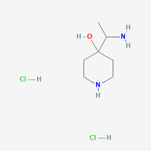 molecular formula C7H18Cl2N2O B2522475 4-(1-Aminoetil)piperidin-4-ol; dihidrocloruro CAS No. 2309453-64-1