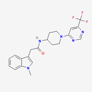 molecular formula C21H22F3N5O B2522476 2-(1-methyl-1H-indol-3-yl)-N-(1-(6-(trifluoromethyl)pyrimidin-4-yl)piperidin-4-yl)acetamide CAS No. 2034412-54-7