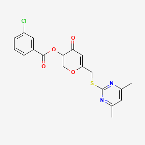 molecular formula C19H15ClN2O4S B2522478 [6-[(4,6-Dimethylpyrimidin-2-yl)sulfanylmethyl]-4-oxopyran-3-yl] 3-chlorobenzoate CAS No. 877635-69-3