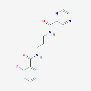 molecular formula C15H15FN4O2 B252248 N-{3-[(2-fluorobenzoyl)amino]propyl}-2-pyrazinecarboxamide 