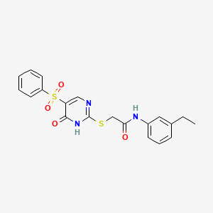 2-[[5-(benzenesulfonyl)-6-oxo-1H-pyrimidin-2-yl]sulfanyl]-N-(3-ethylphenyl)acetamide