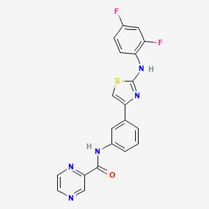 molecular formula C20H13F2N5OS B2522487 N-(3-(2-((2,4-difluorophenyl)amino)thiazol-4-yl)phenyl)pyrazine-2-carboxamide CAS No. 1797728-01-8