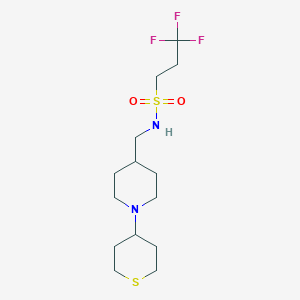molecular formula C14H25F3N2O2S2 B2522491 3,3,3-trifluoro-N-((1-(tetrahydro-2H-thiopyran-4-yl)piperidin-4-yl)methyl)propane-1-sulfonamide CAS No. 2034469-59-3
