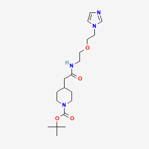 molecular formula C19H32N4O4 B2522503 tert-butyl 4-(2-((2-(2-(1H-imidazol-1-yl)ethoxy)ethyl)amino)-2-oxoethyl)piperidine-1-carboxylate CAS No. 2034537-59-0