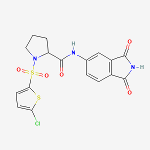molecular formula C17H14ClN3O5S2 B2522507 1-((5-chlorothiophen-2-yl)sulfonyl)-N-(1,3-dioxoisoindolin-5-yl)pyrrolidine-2-carboxamide CAS No. 1101178-94-2