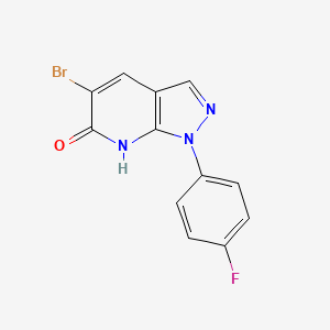 molecular formula C12H7BrFN3O B2522508 5-Bromo-1-(4-fluorophenyl)-1H-pyrazolo[3,4-b]pyridin-6(7H)-one CAS No. 1437433-13-0