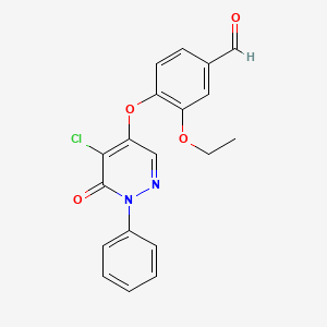 molecular formula C19H15ClN2O4 B2522512 4-[(5-Chloro-6-oxo-1-phenyl-1,6-dihydropyridazin-4-yl)oxy]-3-ethoxybenzaldehyde CAS No. 866767-60-4