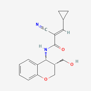 (E)-2-Cyano-3-cyclopropyl-N-[(3R,4R)-3-(hydroxymethyl)-3,4-dihydro-2H-chromen-4-yl]prop-2-enamide