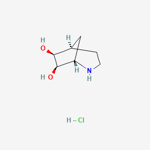 molecular formula C7H14ClNO2 B2522518 (1S,5R,6S,7R)-2-Azabicyclo[3.2.1]octane-6,7-diol;hydrochloride CAS No. 2418595-23-8