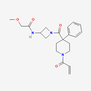 molecular formula C21H27N3O4 B2522520 2-Methoxy-N-[1-(4-phenyl-1-prop-2-enoylpiperidine-4-carbonyl)azetidin-3-yl]acetamide CAS No. 2198939-24-9