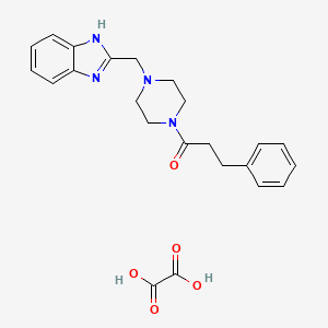 molecular formula C23H26N4O5 B2522531 1-(4-((1H-benzo[d]imidazol-2-yl)methyl)piperazin-1-yl)-3-phenylpropan-1-one oxalate CAS No. 1351661-93-2