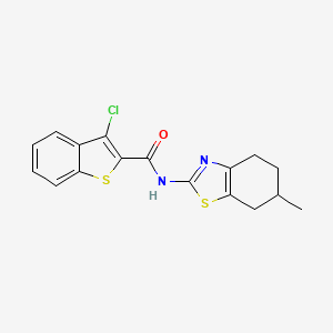 molecular formula C17H15ClN2OS2 B2522532 3-chloro-N-(6-methyl-4,5,6,7-tetrahydro-1,3-benzothiazol-2-yl)-1-benzothiophene-2-carboxamide CAS No. 313395-89-0