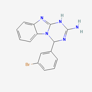 molecular formula C15H12BrN5 B2522555 4-(3-Bromophenyl)-1,4-dihydro[1,3,5]triazino[1,2-a]benzimidazol-2-amine CAS No. 326021-81-2