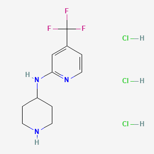 molecular formula C11H17Cl3F3N3 B2522569 N-(Piperidin-4-yl)-4-(Trifluormethyl)pyridin-2-amin Trihydrochlorid CAS No. 1779124-63-8