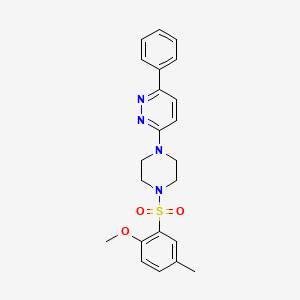 molecular formula C22H24N4O3S B2522571 3-(4-((2-Methoxy-5-methylphenyl)sulfonyl)piperazin-1-yl)-6-phenylpyridazine CAS No. 1021104-11-9