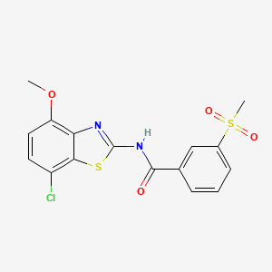 molecular formula C16H13ClN2O4S2 B2522572 N-(7-chloro-4-methoxybenzo[d]thiazol-2-yl)-3-(methylsulfonyl)benzamide CAS No. 886951-81-1