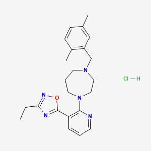 molecular formula C23H30ClN5O B2522584 1-[(2,5-Dimethylphenyl)methyl]-4-[3-(3-ethyl-1,2,4-oxadiazol-5-yl)pyridin-2-yl]-1,4-diazepane hydrochloride CAS No. 2415542-28-6