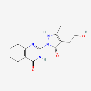 molecular formula C14H18N4O3 B2522597 2-(5-羟基-4-(2-羟乙基)-3-甲基-1H-吡唑-1-基)-5,6,7,8-四氢-4-喹唑啉醇 CAS No. 210417-16-6