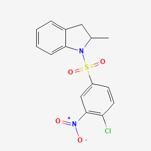 molecular formula C15H13ClN2O4S B2522605 1-(4-chloro-3-nitrobenzenesulfonyl)-2-methyl-2,3-dihydro-1H-indole CAS No. 745036-81-1
