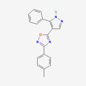 molecular formula C18H14N4O B2522606 5-(3-phenyl-1H-pyrazol-4-yl)-3-(p-tolyl)-1,2,4-oxadiazole CAS No. 1171597-53-7