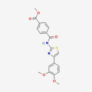 molecular formula C20H18N2O5S B2522614 Methyl 4-((4-(3,4-dimethoxyphenyl)thiazol-2-yl)carbamoyl)benzoate CAS No. 476326-48-4