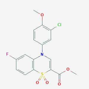 molecular formula C17H13ClFNO5S B2522615 methyl 4-(3-chloro-4-methoxyphenyl)-6-fluoro-4H-1,4-benzothiazine-2-carboxylate 1,1-dioxide CAS No. 1291842-33-5