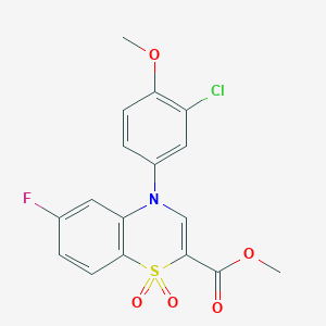 molecular formula C17H13ClFNO5S B2522615 4-(3-cloro-4-metoxifenil)-6-fluoro-4H-1,4-benzotiazina-2-carboxilato de metilo 1,1-dióxido CAS No. 1291842-33-5