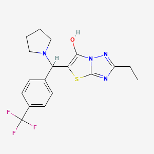 molecular formula C18H19F3N4OS B2522617 2-Ethyl-5-(pyrrolidin-1-yl(4-(trifluoromethyl)phenyl)methyl)thiazolo[3,2-b][1,2,4]triazol-6-ol CAS No. 886904-09-2