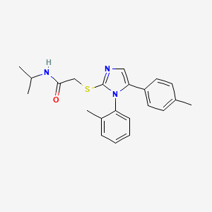 molecular formula C22H25N3OS B2522619 N-isopropyl-2-((1-(o-tolyl)-5-(p-tolyl)-1H-imidazol-2-yl)thio)acetamide CAS No. 1207024-52-9