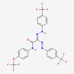 molecular formula C23H14F9N5O2 B2522621 (2Z)-N-[4-(trifluoromethoxy)phenyl]-2-[[4-(trifluoromethyl)phenyl]diazenyl]-2-[[4-(trifluoromethyl)phenyl]hydrazinylidene]acetamide CAS No. 338758-51-3