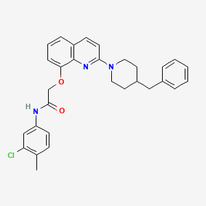 molecular formula C30H30ClN3O2 B2522622 2-((2-(4-benzylpiperidin-1-yl)quinolin-8-yl)oxy)-N-(3-chloro-4-methylphenyl)acetamide CAS No. 941909-33-7