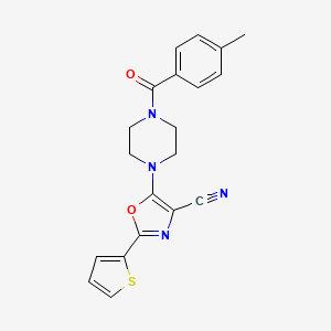 molecular formula C20H18N4O2S B2522623 5-(4-(4-甲基苯甲酰)哌嗪-1-基)-2-(噻吩-2-基)恶唑-4-腈 CAS No. 946200-72-2