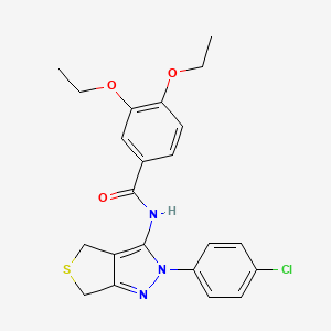 molecular formula C22H22ClN3O3S B2522632 N-[2-(4-chlorophenyl)-4,6-dihydrothieno[3,4-c]pyrazol-3-yl]-3,4-diethoxybenzamide CAS No. 476459-16-2