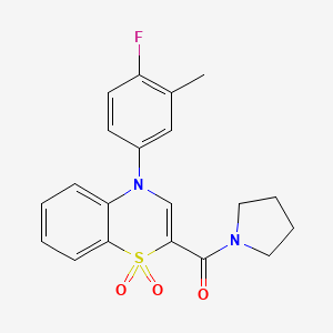 molecular formula C20H19FN2O3S B2522638 (4-(4-氟-3-甲基苯基)-1,1-二氧化-4H-苯并[b][1,4]噻嗪-2-基)(吡咯烷-1-基)甲苯酮 CAS No. 1251698-82-4