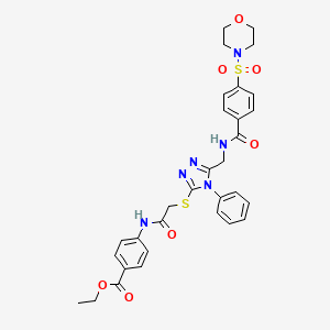 molecular formula C31H32N6O7S2 B2522639 4-(2-((5-((4-(吗啉磺酰)苯甲酰氨基)甲基)-4-苯基-4H-1,2,4-三唑-3-基)硫代)乙酰氨基)苯甲酸乙酯 CAS No. 394214-12-1