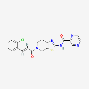 molecular formula C20H16ClN5O2S B2522640 (E)-N-(5-(3-(2-chlorophenyl)acryloyl)-4,5,6,7-tetrahydrothiazolo[5,4-c]pyridin-2-yl)pyrazine-2-carboxamide CAS No. 1351663-87-0