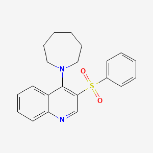 molecular formula C21H22N2O2S B2522642 4-(氮杂环戊-1-基)-3-(苯磺酰基)喹啉 CAS No. 866843-07-4