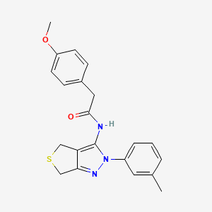 molecular formula C21H21N3O2S B2522643 2-(4-methoxyphenyl)-N-(2-(m-tolyl)-4,6-dihydro-2H-thieno[3,4-c]pyrazol-3-yl)acetamide CAS No. 361477-69-2