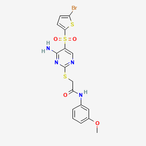 molecular formula C17H15BrN4O4S3 B2522646 2-((4-amino-5-((5-bromothiophen-2-yl)sulfonyl)pyrimidin-2-yl)thio)-N-(3-methoxyphenyl)acetamide CAS No. 1223992-67-3