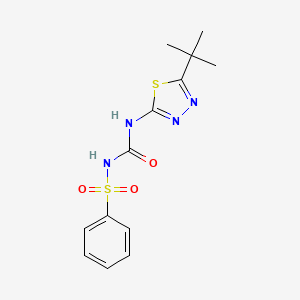molecular formula C13H16N4O3S2 B2522661 2-(叔丁基)-5-({[(苯磺酰)氨基]羰基}氨基)-1,3,4-噻二唑 CAS No. 866150-37-0